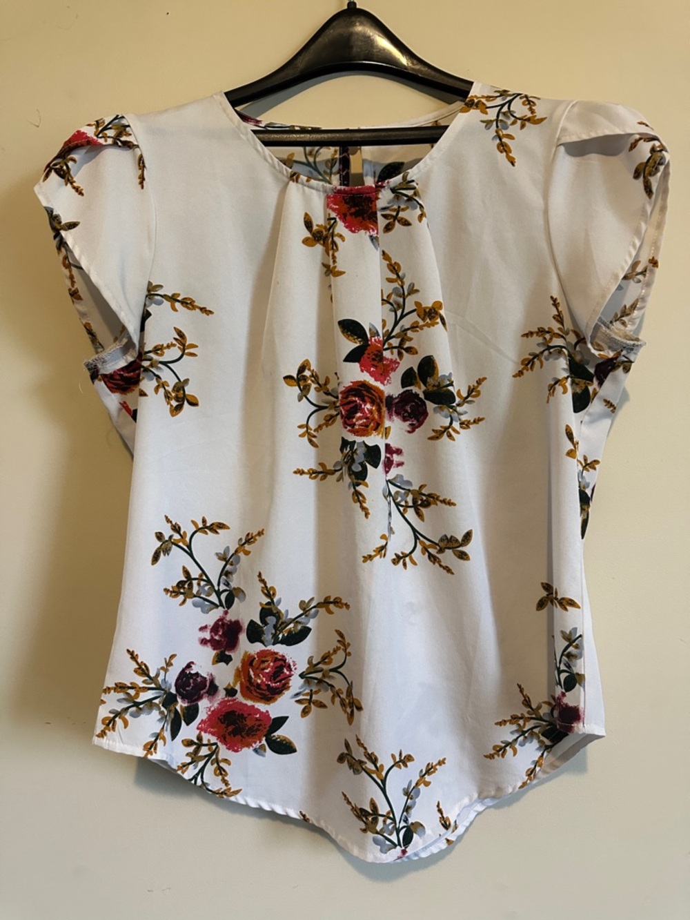 White Floral Cap Sleeve Blouse